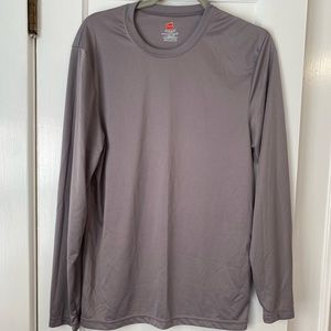 TWO PAIR Mens Hanes Cool Dry Long Sleeve Shirt. Grey. Bought for a fishing trip